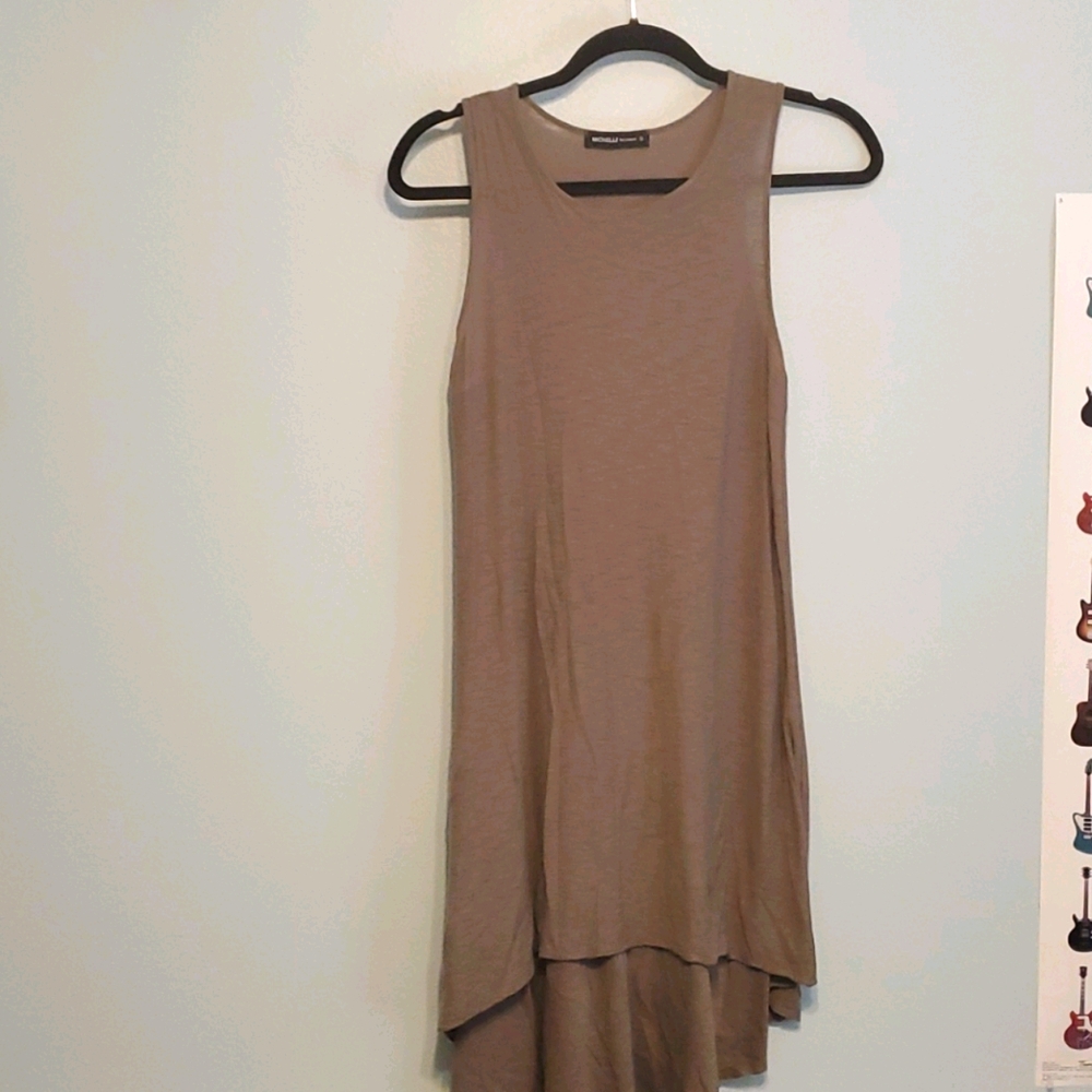 Small dark green midi scoop dress
